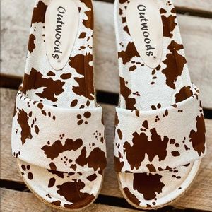 Cow Print Slide Sandals